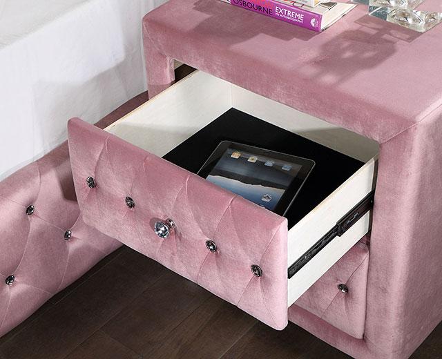 ZOHAR Night Stand, Pink - U&U Home Budget Furniture (Carteret, NJ)
