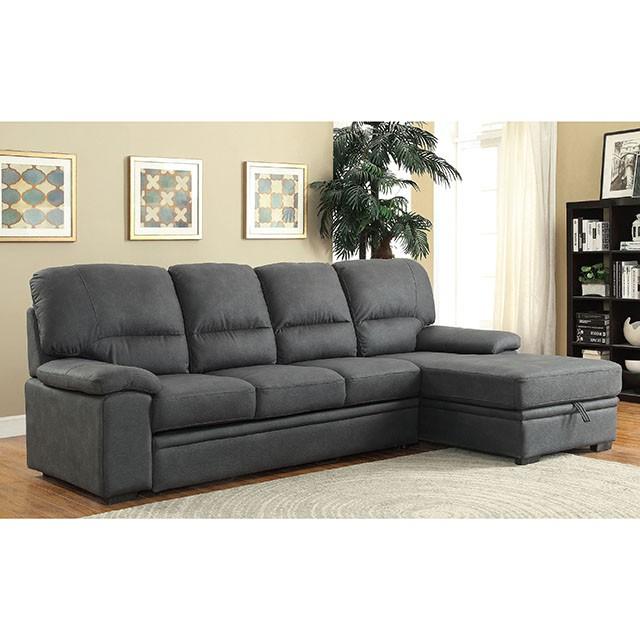 ALCESTER Brown & Gray Sectional w/ Sleeper, Ash - U&U Home Budget Furniture (Carteret, NJ)