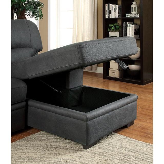 ALCESTER Brown & Gray Sectional w/ Sleeper, Ash - U&U Home Budget Furniture (Carteret, NJ)