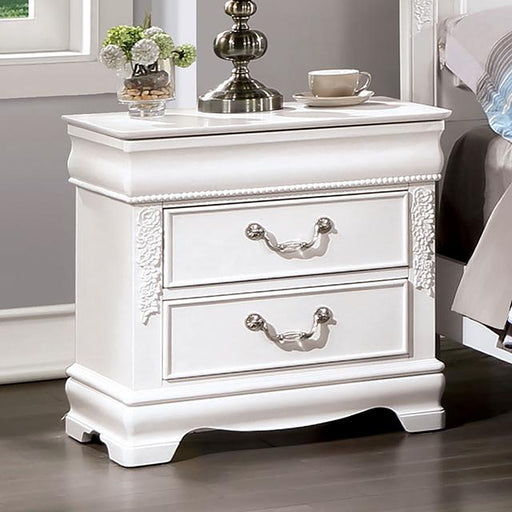 ALECIA Night Stand w/ USB, White - U&U Home Budget Furniture (Carteret, NJ)