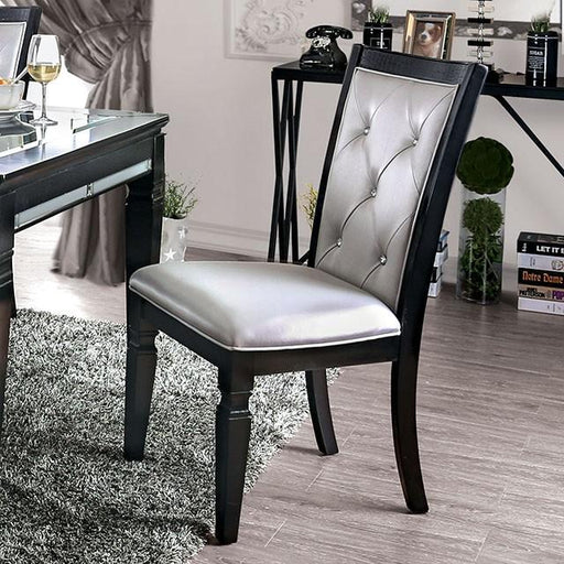 Alena Black/Silver Side Chair (2/CTN) - U&U Home Budget Furniture (Carteret, NJ)