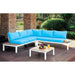 WINONA White/Oak/Blue Patio Sectional w/ Table - U&U Home Budget Furniture (Carteret, NJ)