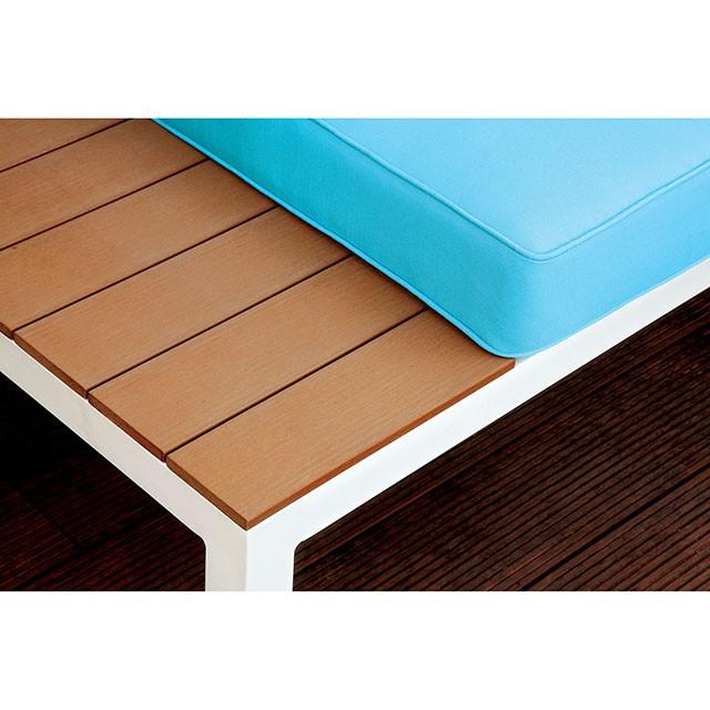 WINONA White/Oak/Blue Patio Sectional w/ Table - U&U Home Budget Furniture (Carteret, NJ)