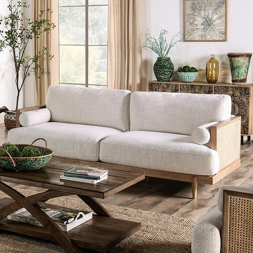ALESUND Sofa, Beige/Light Oak, Natural & Brown - U&U Home Budget Furniture (Carteret, NJ)