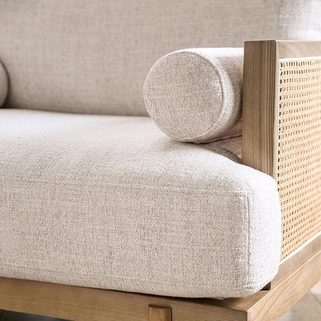ALESUND Sofa, Beige/Light Oak, Natural & Brown - U&U Home Budget Furniture (Carteret, NJ)