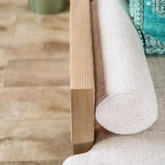 ALESUND Sofa, Beige/Light Oak, Natural & Brown - U&U Home Budget Furniture (Carteret, NJ)