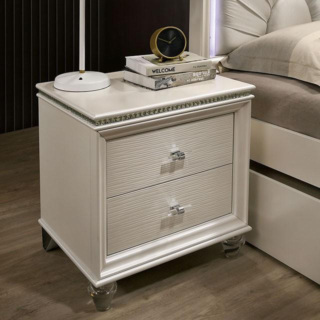 ALLIE Night Stand Beige & Rose Gold - U&U Home Budget Furniture (Carteret, NJ)