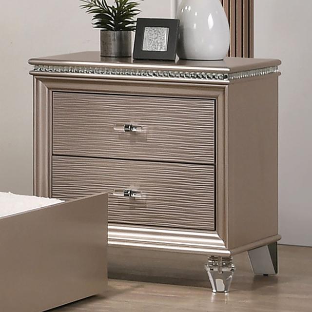 ALLIE Night Stand Beige & Rose Gold - U&U Home Budget Furniture (Carteret, NJ)