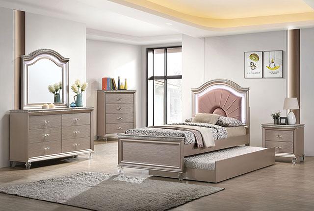 Allie Bed Beige & Pink - U&U Home Budget Furniture (Carteret, NJ)