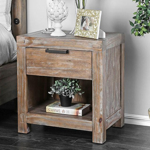 Wynton Weathered Light Oak Night Stand - U&U Home Budget Furniture (Carteret, NJ)