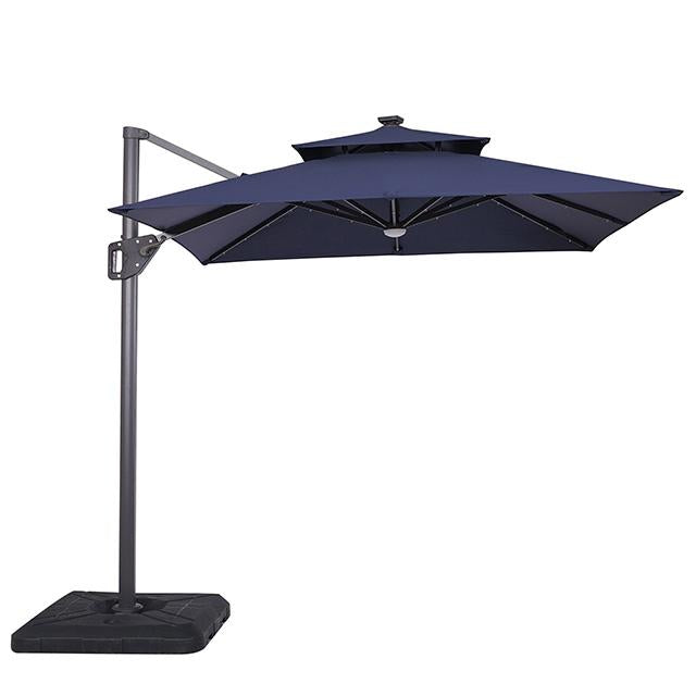 Xico 8 Ft Square Umbrella w/ Double Top w/ LED Light + 37" Large Base - U&U Home Budget Furniture (Carteret, NJ)