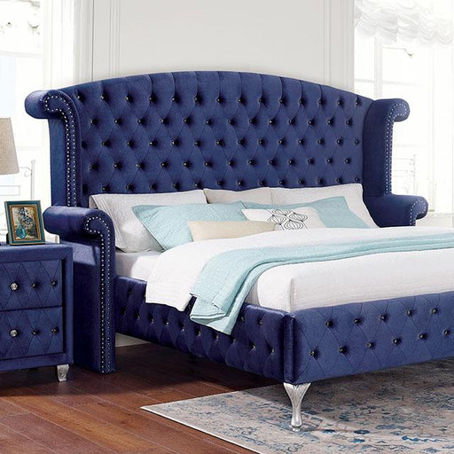ALZIR Cal.King, E.King, & Queen Bed, Blue - U&U Home Budget Furniture (Carteret, NJ)