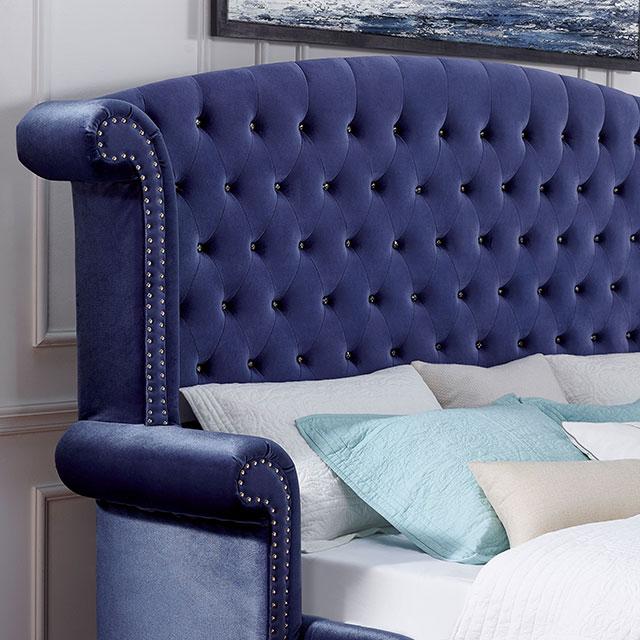 Alzir Bed Grey & Blue - U&U Home Budget Furniture (Carteret, NJ)