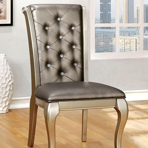 AMINA Champagne Side Chair (2/CTN) - U&U Home Budget Furniture (Carteret, NJ)