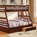 California II Cherry Twin/Full Bunk Bed w/ 2 Drawers Cherry, Walnut, Grey, &Oak - U&U Home Budget Furniture (Carteret, NJ)
