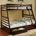 California II Cherry Twin/Full Bunk Bed w/ 2 Drawers Cherry, Walnut, Grey, &Oak - U&U Home Budget Furniture (Carteret, NJ)