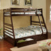 California II Cherry Twin/Full Bunk Bed w/ 2 Drawers Cherry, Walnut, Grey, &Oak - U&U Home Budget Furniture (Carteret, NJ)