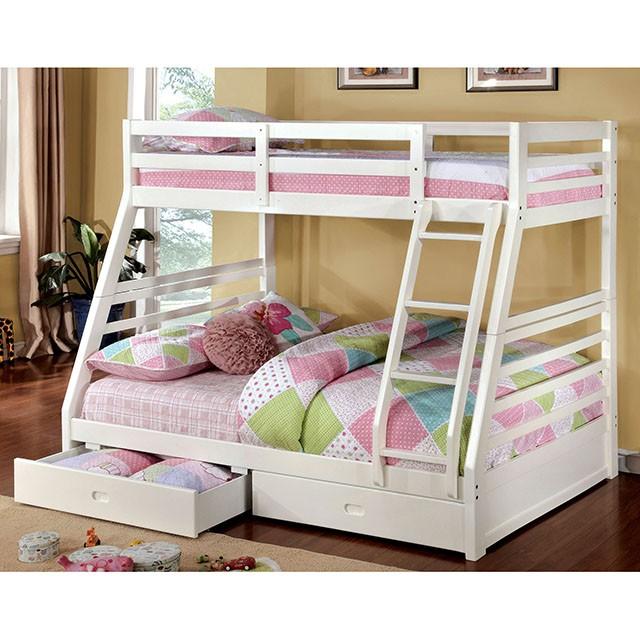 California II Cherry Twin/Full Bunk Bed w/ 2 Drawers Cherry, Walnut, Grey, &Oak - U&U Home Budget Furniture (Carteret, NJ)