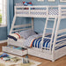 California III Wire-Brushed White Twin/Full Bunk Bed w/ 2 Drawers - U&U Home Budget Furniture (Carteret, NJ)
