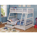 California III Wire-Brushed White Twin/Full Bunk Bed w/ 2 Drawers - U&U Home Budget Furniture (Carteret, NJ)