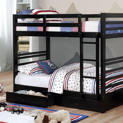 California Iv Black, Walnut, Gray, & White Twin/Twin Bunk Bed - U&U Home Budget Furniture (Carteret, NJ)