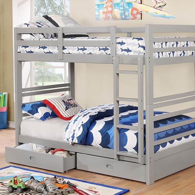 California Iv Black, Walnut, Gray, & White Twin/Twin Bunk Bed - U&U Home Budget Furniture (Carteret, NJ)