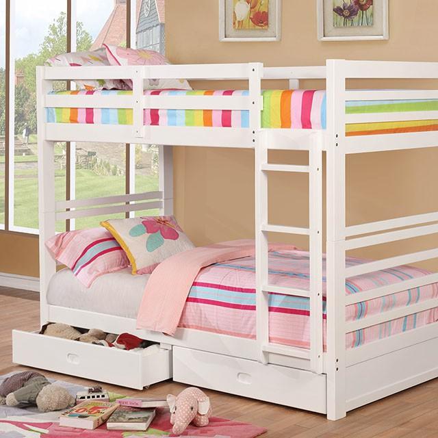 California Iv Black, Walnut, Gray, & White Twin/Twin Bunk Bed - U&U Home Budget Furniture (Carteret, NJ)