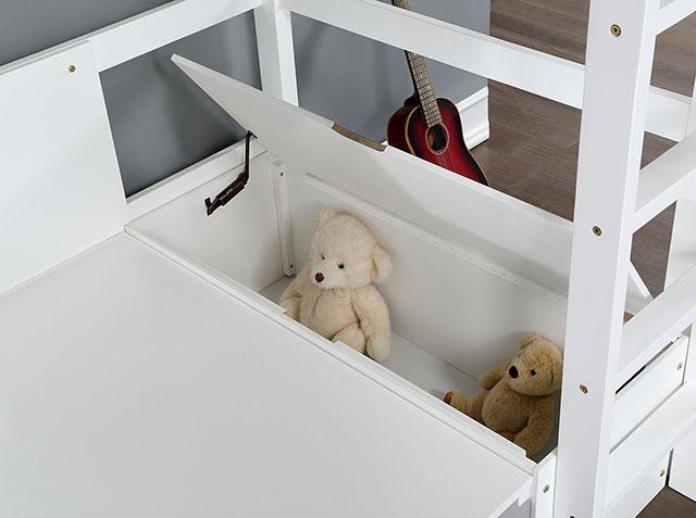 CALLISTUS Twin Workstation Loft Bed, White & Gray - U&U Home Budget Furniture (Carteret, NJ)
