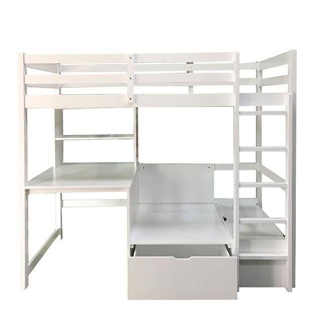 CALLISTUS Twin Workstation Loft Bed, White & Gray - U&U Home Budget Furniture (Carteret, NJ)