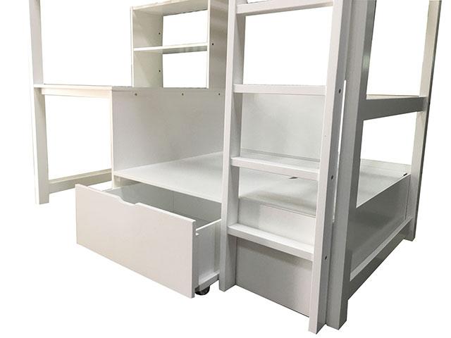 CALLISTUS Twin Workstation Loft Bed, White & Gray - U&U Home Budget Furniture (Carteret, NJ)