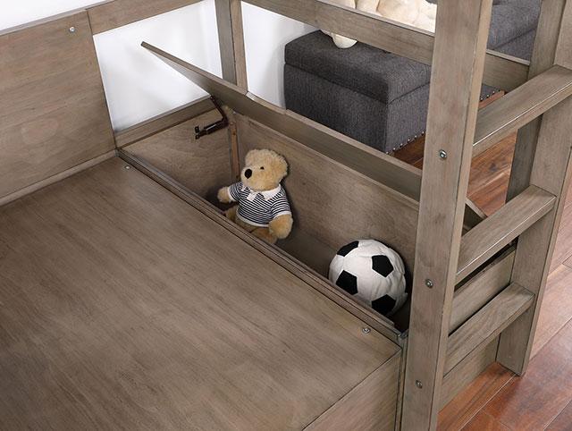 CALLISTUS Twin Workstation Loft Bed, White & Gray - U&U Home Budget Furniture (Carteret, NJ)