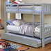 Cameron Dark Walnut, White & Gray Full/Full Bunk Bed - U&U Home Budget Furniture (Carteret, NJ)