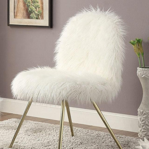 Caoimhe White/Gold Accent Chair - U&U Home Budget Furniture (Carteret, NJ)