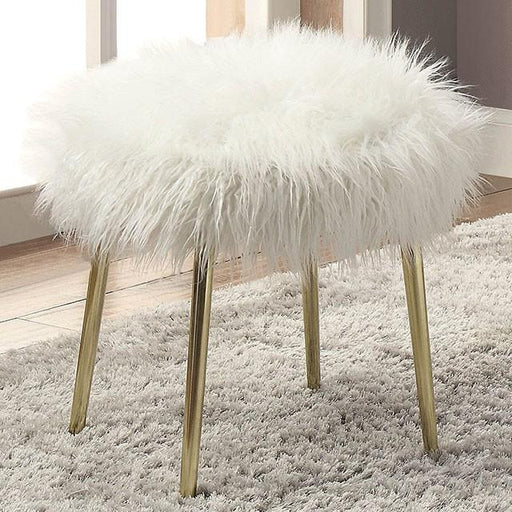 Caoimhe White/Gold Ottoman - U&U Home Budget Furniture (Carteret, NJ)