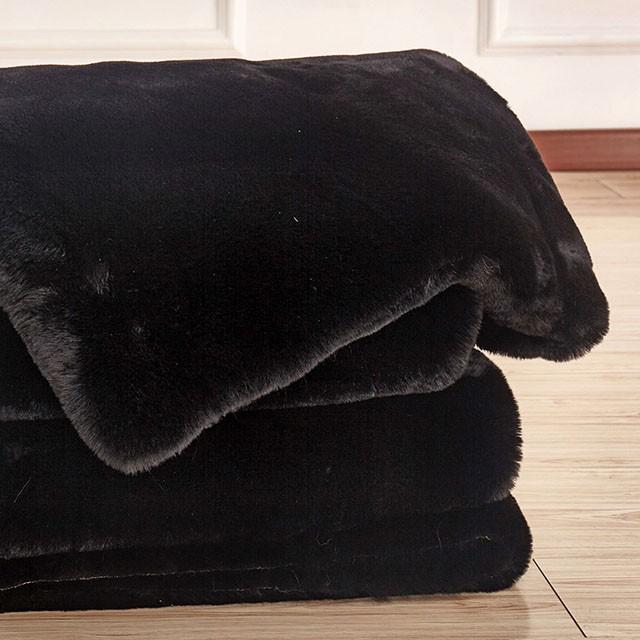 Caparica Black Throw, Black - U&U Home Budget Furniture (Carteret, NJ)
