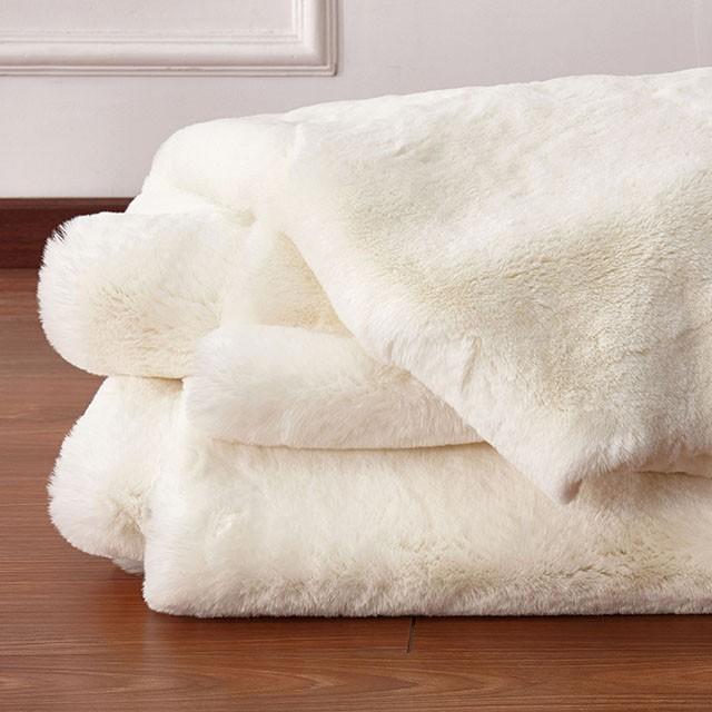 Caparica Off White Throw, Off White - U&U Home Budget Furniture (Carteret, NJ)