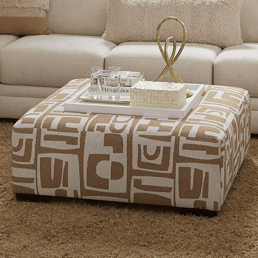 CARLETON Ottoman, Ivory/Tan - U&U Home Budget Furniture (Carteret, NJ)