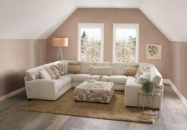 CARLETON Sectional, Ivory/Tan - U&U Home Budget Furniture (Carteret, NJ)