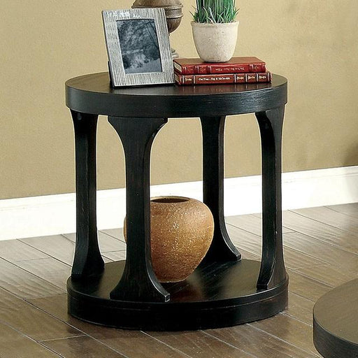 Carrie Antique Black End Table - U&U Home Budget Furniture (Carteret, NJ)