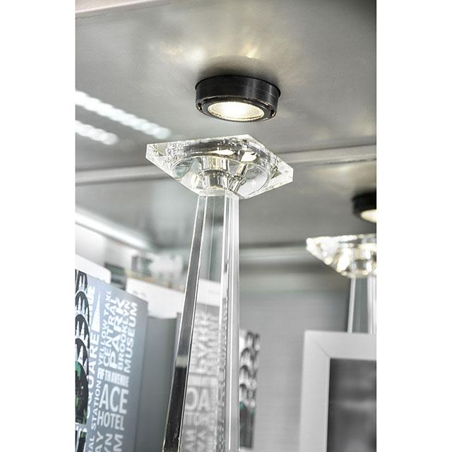 Carrollton Chrome Curio Cabinet - U&U Home Budget Furniture (Carteret, NJ)