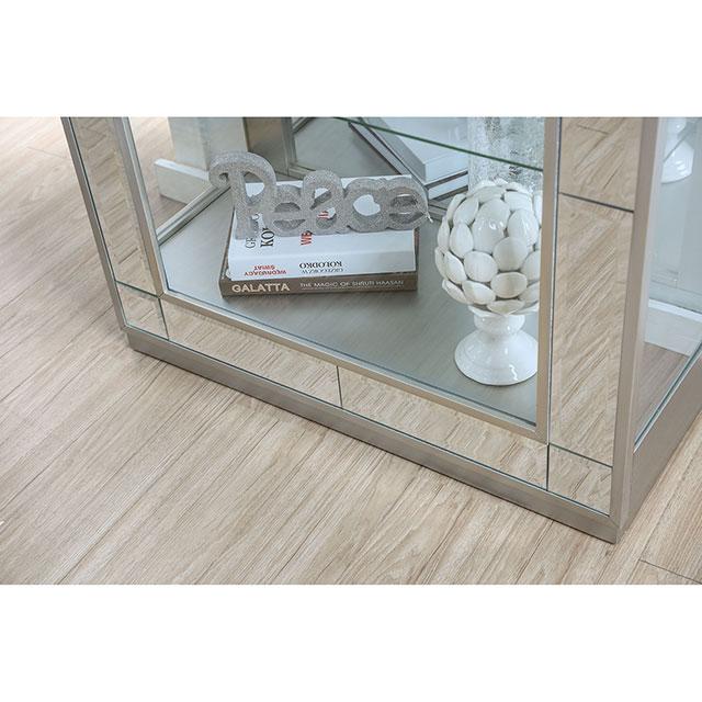 Carrollton Chrome Curio Cabinet - U&U Home Budget Furniture (Carteret, NJ)