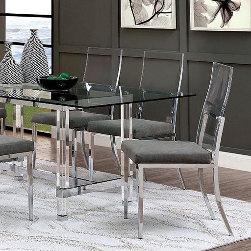 Casper 7 Pc Dining Table Set Chrome - U&U Home Budget Furniture (Carteret, NJ)