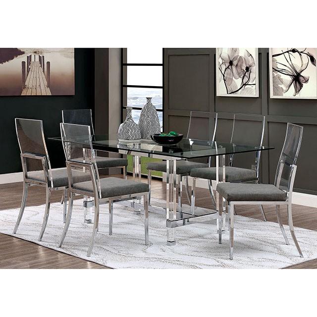 Casper 7 Pc Dining Table Set Chrome - U&U Home Budget Furniture (Carteret, NJ)
