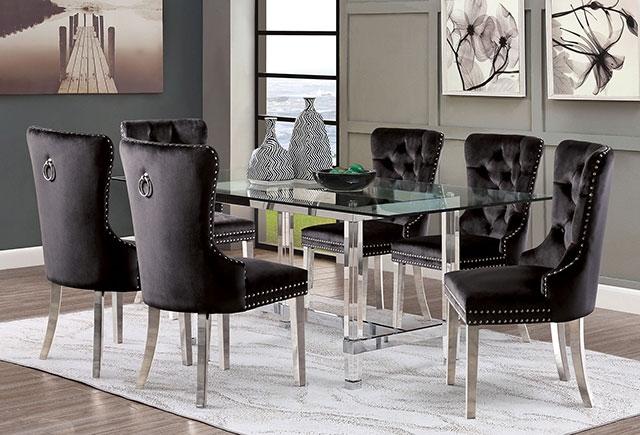 Casper 7 Pc Dining Table Set Chrome - U&U Home Budget Furniture (Carteret, NJ)