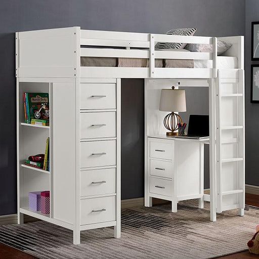CASSIDY Twin Loft Bed w/ Drawers - U&U Home Budget Furniture (Carteret, NJ)