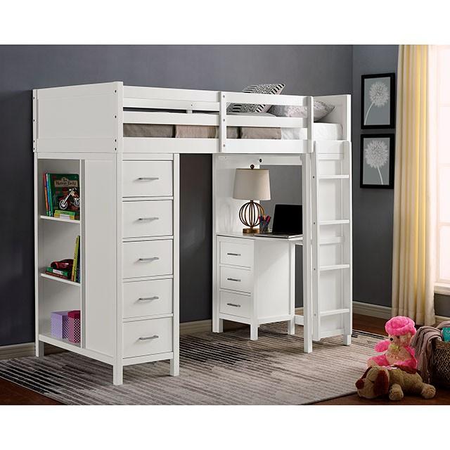 CASSIDY Twin Loft Bed w/ Drawers - U&U Home Budget Furniture (Carteret, NJ)