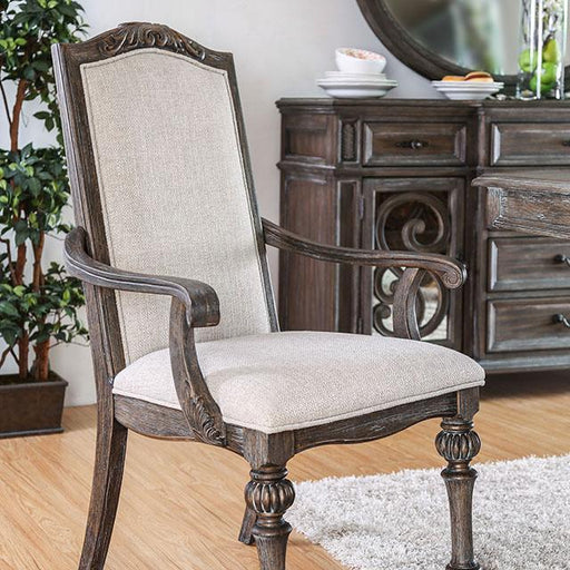 ARCADIA Rustic Natural Tone/ Ivory Arm Chair (2/CTN) - U&U Home Budget Furniture (Carteret, NJ)