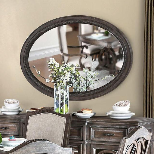 ARCADIA Rustic Natural Tone Mirror, Oval - U&U Home Budget Furniture (Carteret, NJ)