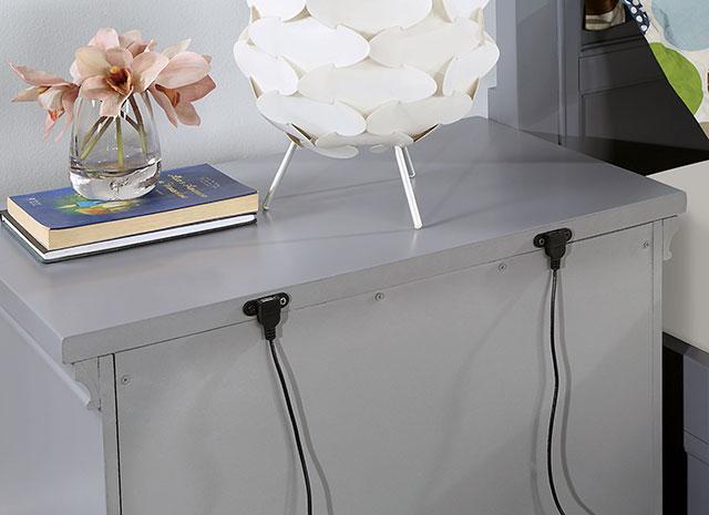 CASTLILE Night Stand w/ USB, Gray - U&U Home Budget Furniture (Carteret, NJ)