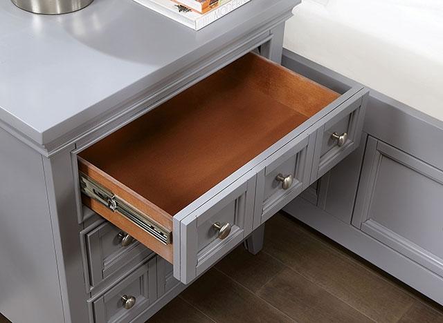 CASTLILE Night Stand w/ USB, Gray - U&U Home Budget Furniture (Carteret, NJ)